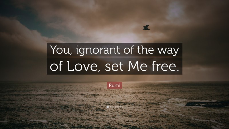 Rumi Quote: “You, ignorant of the way of Love, set Me free.”