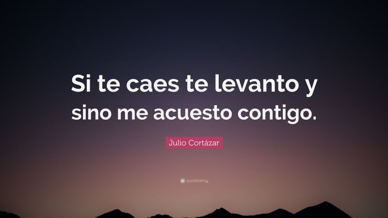 Julio Cortázar Quote: “Si te caes te levanto y sino me acuesto contigo.”