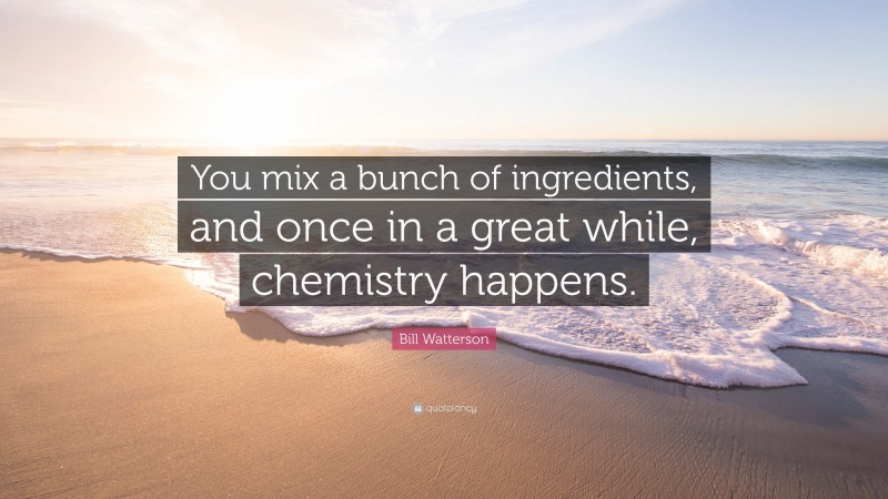 Bill Watterson Quote: “You mix a bunch of ingredients, and once in a great while, chemistry happens.”
