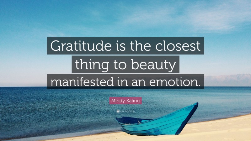 Mindy Kaling Quote: “Gratitude is the closest thing to beauty manifested in an emotion.”