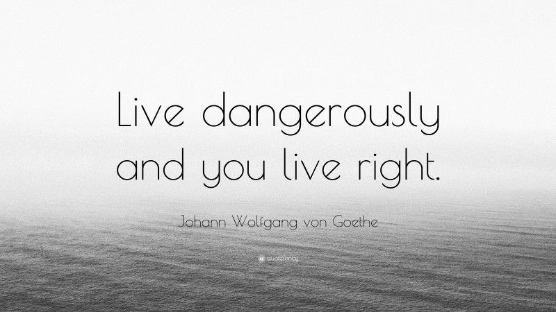 Johann Wolfgang von Goethe Quote: “Live dangerously and you live right.”