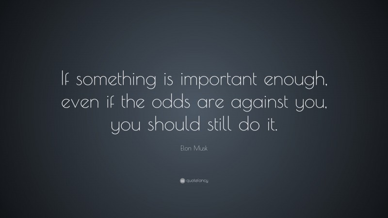 Elon Musk Quote: “If something is important enough, even if the odds are against you, you should still do it.”