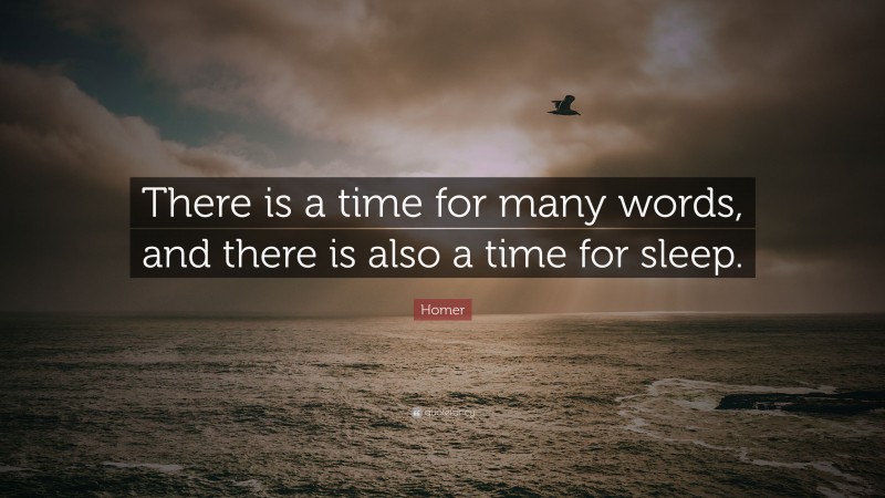 Homer Quote: “There is a time for many words, and there is also a time for sleep.”