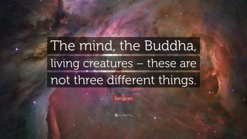 Sengcan Quote: “The mind, the Buddha, living creatures – these are not three different things.”