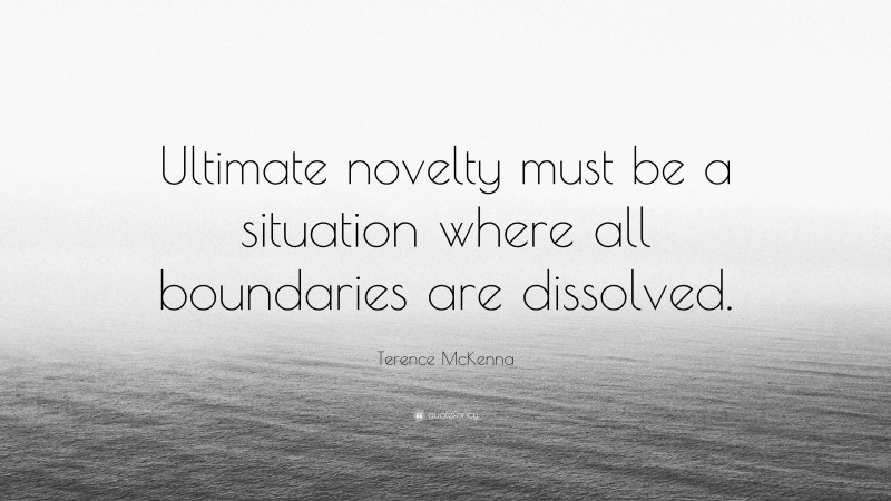 Terence McKenna Quote: “Ultimate novelty must be a situation where all boundaries are dissolved.”