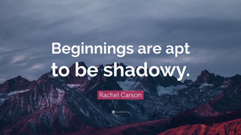 Rachel Carson Quote: “Beginnings are apt to be shadowy.”