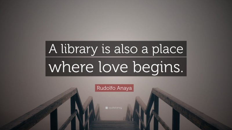 Rudolfo Anaya Quote: “A library is also a place where love begins.”