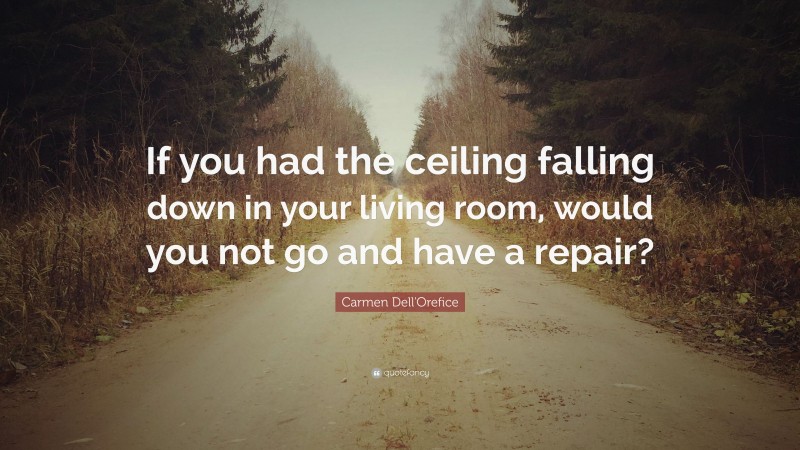 Carmen Dell'Orefice Quote: “If you had the ceiling falling down in your living room, would you not go and have a repair?”