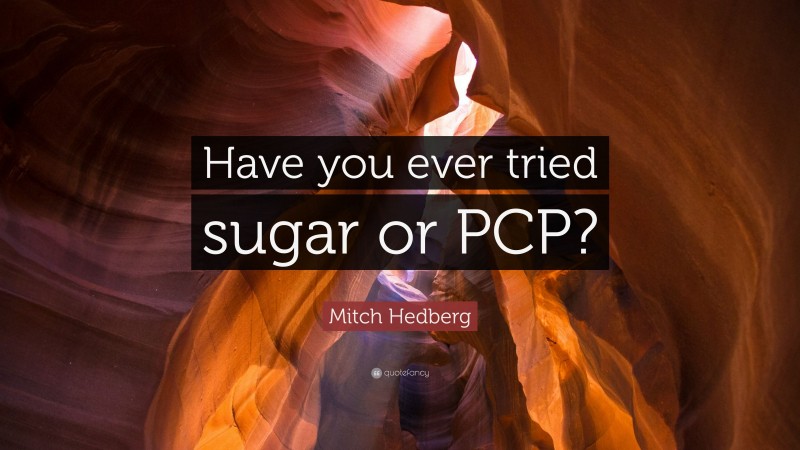 Mitch Hedberg Quote: “Have you ever tried sugar or PCP?”
