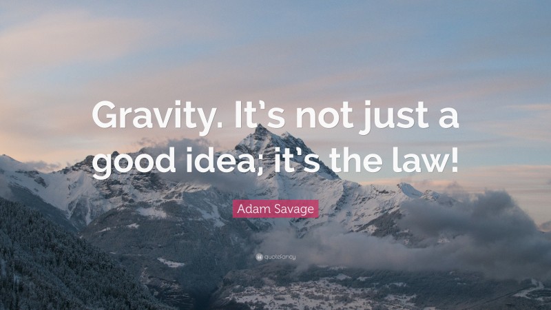 Adam Savage Quote: “Gravity. It’s not just a good idea; it’s the law!”