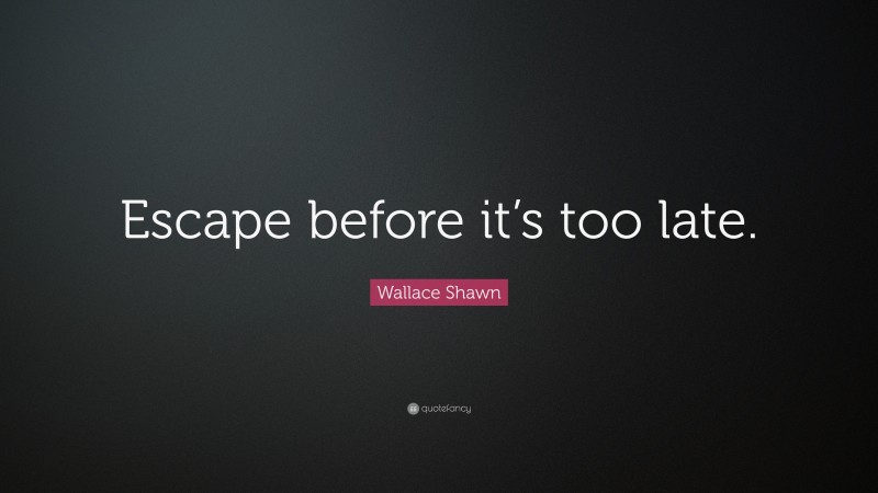 Wallace Shawn Quote: “Escape before it’s too late.”
