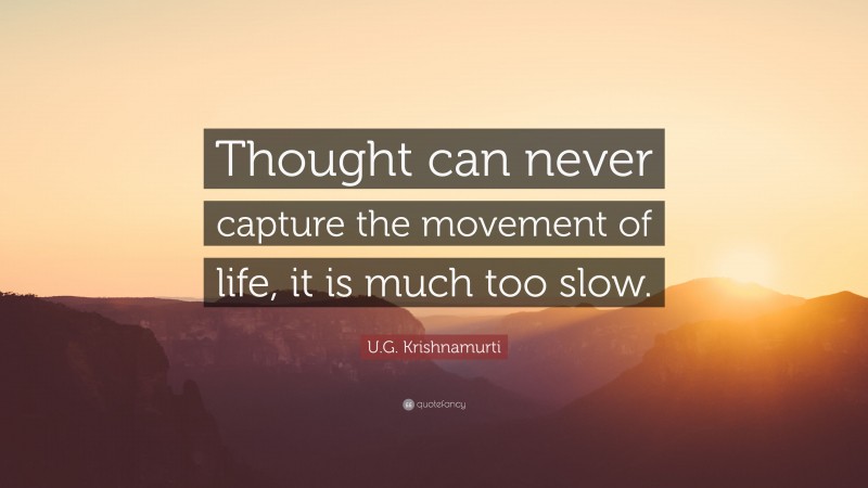 U.G. Krishnamurti Quote: “Thought can never capture the movement of life, it is much too slow.”