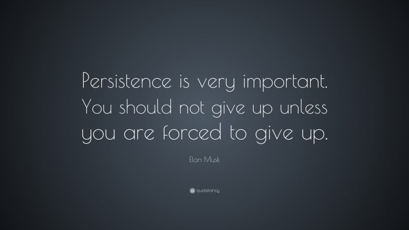 Elon Musk Quote: “Persistence is very important. You should not give up ...