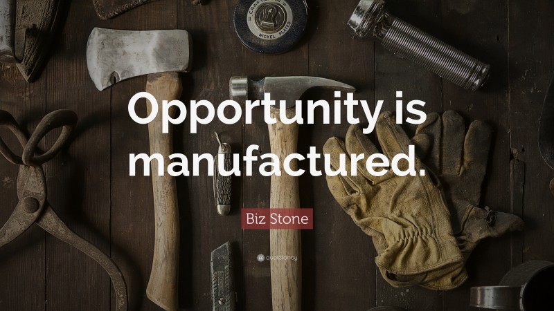 Biz Stone Quote: “Opportunity is manufactured.”