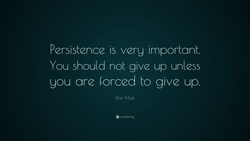 Elon Musk Quote: “Persistence is very important. You should not give up ...