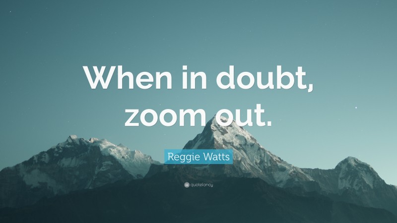 Reggie Watts Quote: “When in doubt, zoom out.”