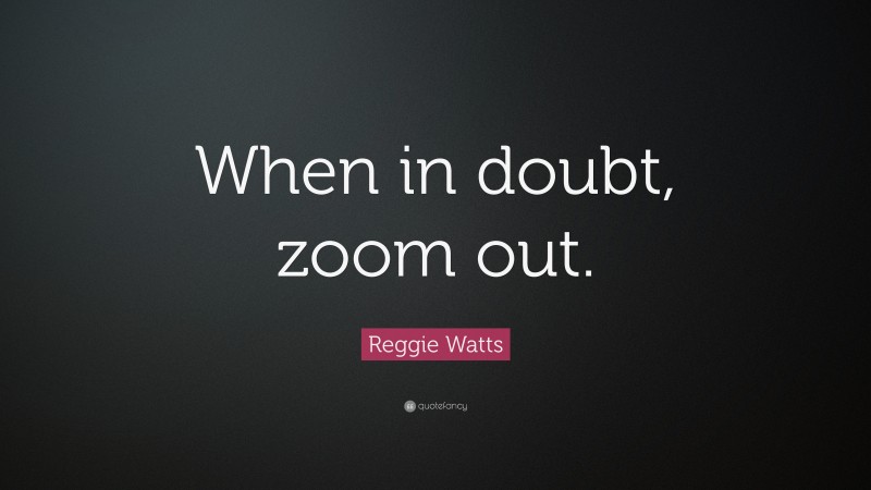 Reggie Watts Quote: “When in doubt, zoom out.”