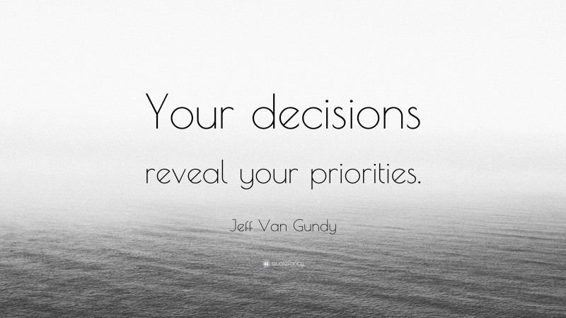 Jeff Van Gundy Quote: “Your decisions reveal your priorities.”