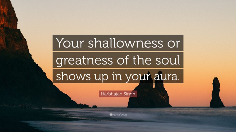 Harbhajan Singh Quote: “Your shallowness or greatness of the soul shows up in your aura.”