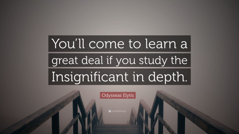 Odysseas Elytis Quote: “You’ll come to learn a great deal if you study the Insignificant in depth.”
