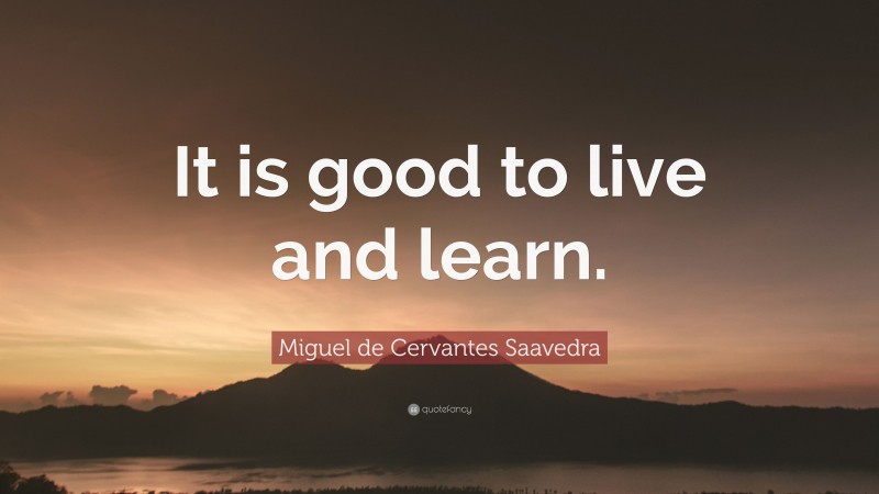 Miguel de Cervantes Saavedra Quote: “It is good to live and learn.”