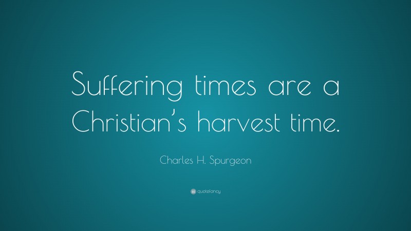 Charles H. Spurgeon Quote: “Suffering times are a Christian’s harvest time.”