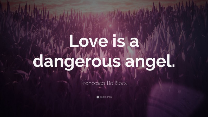 Francesca Lia Block Quote: “Love is a dangerous angel.”