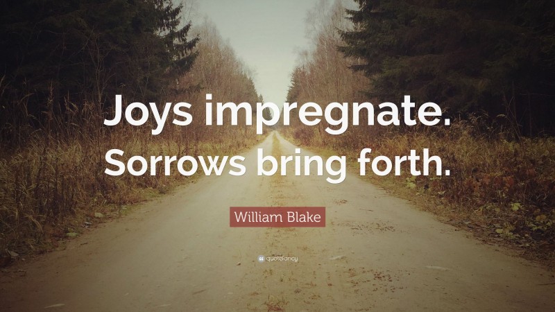 William Blake Quote: “Joys impregnate. Sorrows bring forth.”