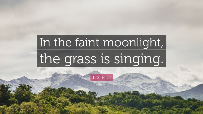 T. S. Eliot Quote: “In the faint moonlight, the grass is singing.”