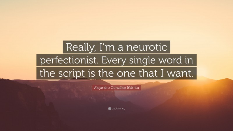 Alejandro González Iñárritu Quote: “Really, I’m a neurotic perfectionist. Every single word in the script is the one that I want.”