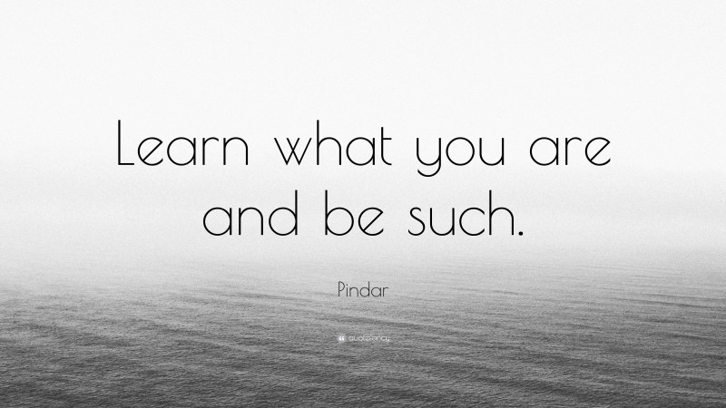 Pindar Quote: “Learn what you are and be such.”