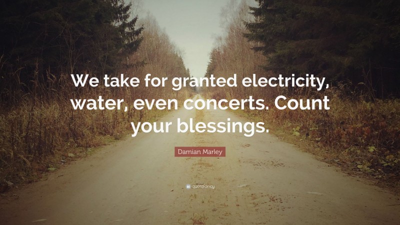 Damian Marley Quote: “We take for granted electricity, water, even concerts. Count your blessings.”