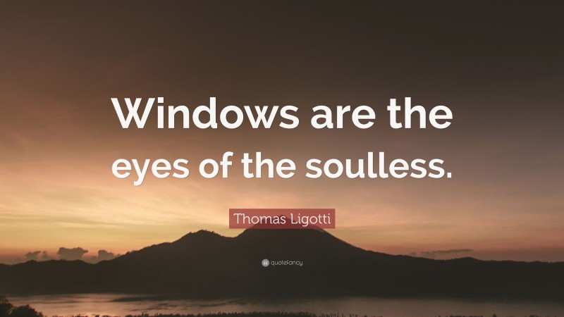 Thomas Ligotti Quote: “Windows are the eyes of the soulless.”