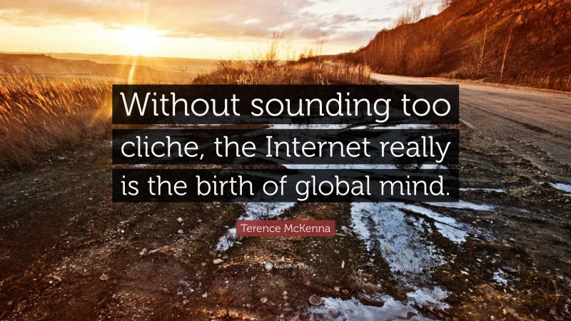 Terence McKenna Quote: “Without sounding too cliche, the Internet really is the birth of global mind.”