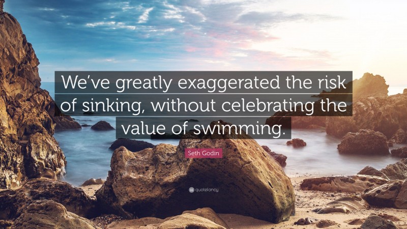 Seth Godin Quote: “We’ve greatly exaggerated the risk of sinking, without celebrating the value of swimming.”