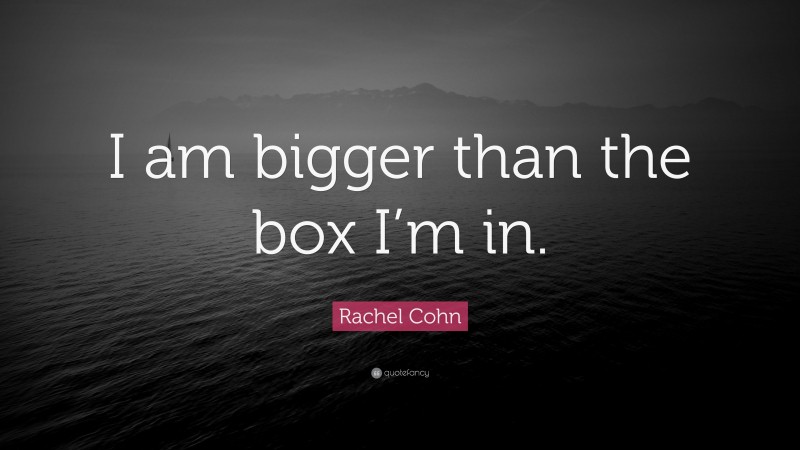 Rachel Cohn Quote: “I am bigger than the box I’m in.”