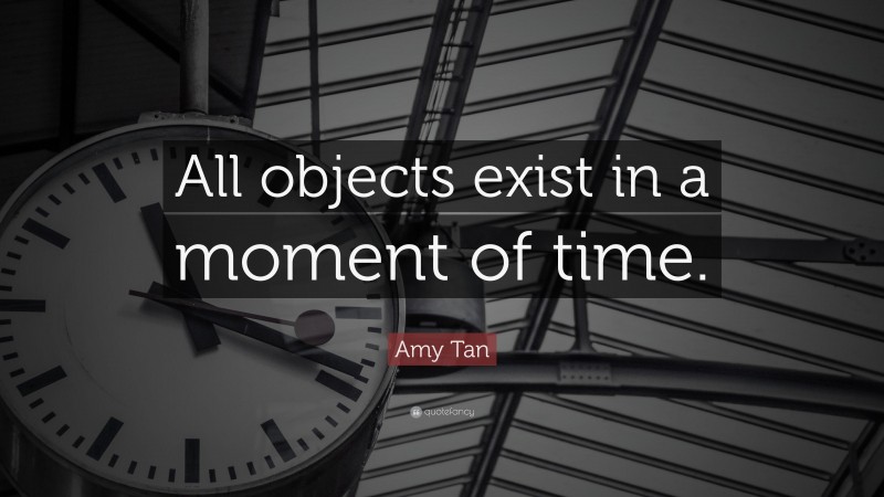 Amy Tan Quote: “All objects exist in a moment of time.”