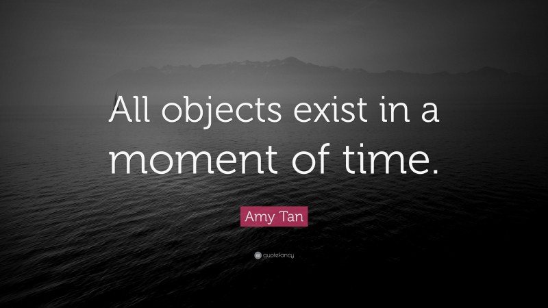 Amy Tan Quote: “All objects exist in a moment of time.”