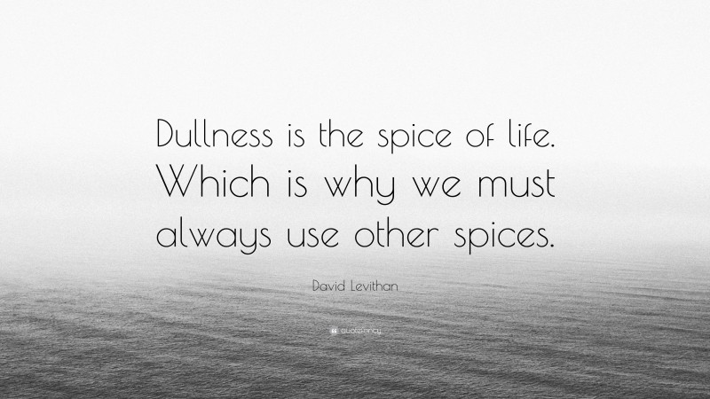 David Levithan Quote: “Dullness is the spice of life. Which is why we must always use other spices.”