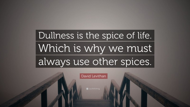 David Levithan Quote: “Dullness is the spice of life. Which is why we must always use other spices.”