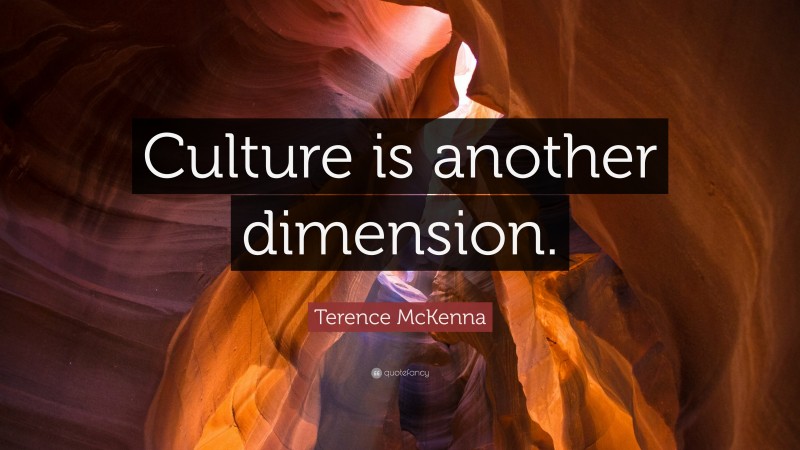 Terence McKenna Quote: “Culture is another dimension.”