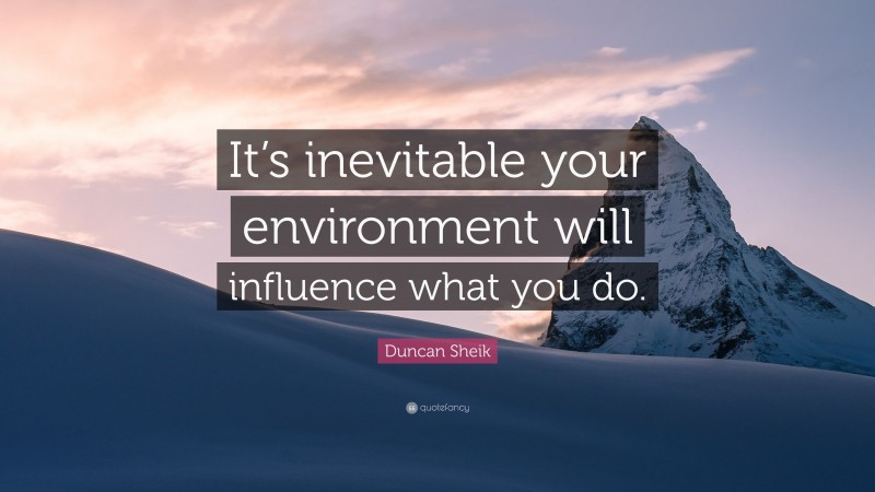 Duncan Sheik Quote: “It’s inevitable your environment will influence what you do.”