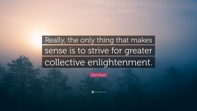 Elon Musk Quote: “Really, the only thing that makes sense is to strive for greater collective enlightenment.”
