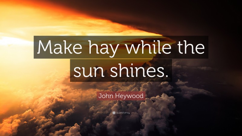 John Heywood Quote: “Make hay while the sun shines.”