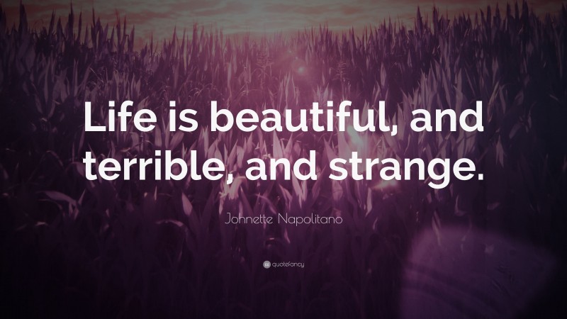 Johnette Napolitano Quote: “Life is beautiful, and terrible, and strange.”