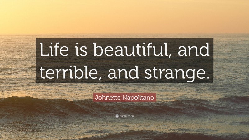 Johnette Napolitano Quote: “Life is beautiful, and terrible, and strange.”
