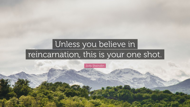 Judy Sheindlin Quote: “Unless you believe in reincarnation, this is your one shot.”