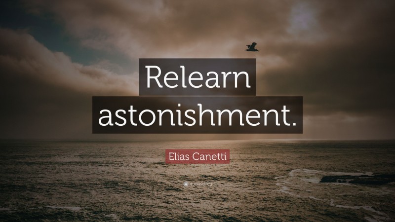 Elias Canetti Quote: “Relearn astonishment.”