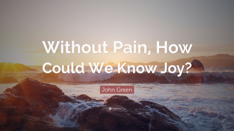 John Green Quote: “Without Pain, How Could We Know Joy?”