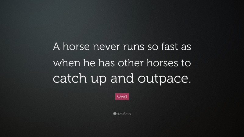 Ovid Quote: “A horse never runs so fast as when he has other horses to catch up and outpace.”